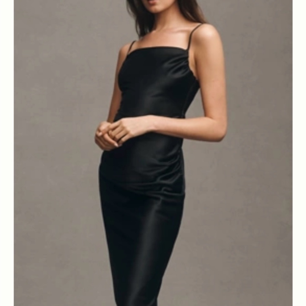 BHLDN Black Strapless Satin Dress